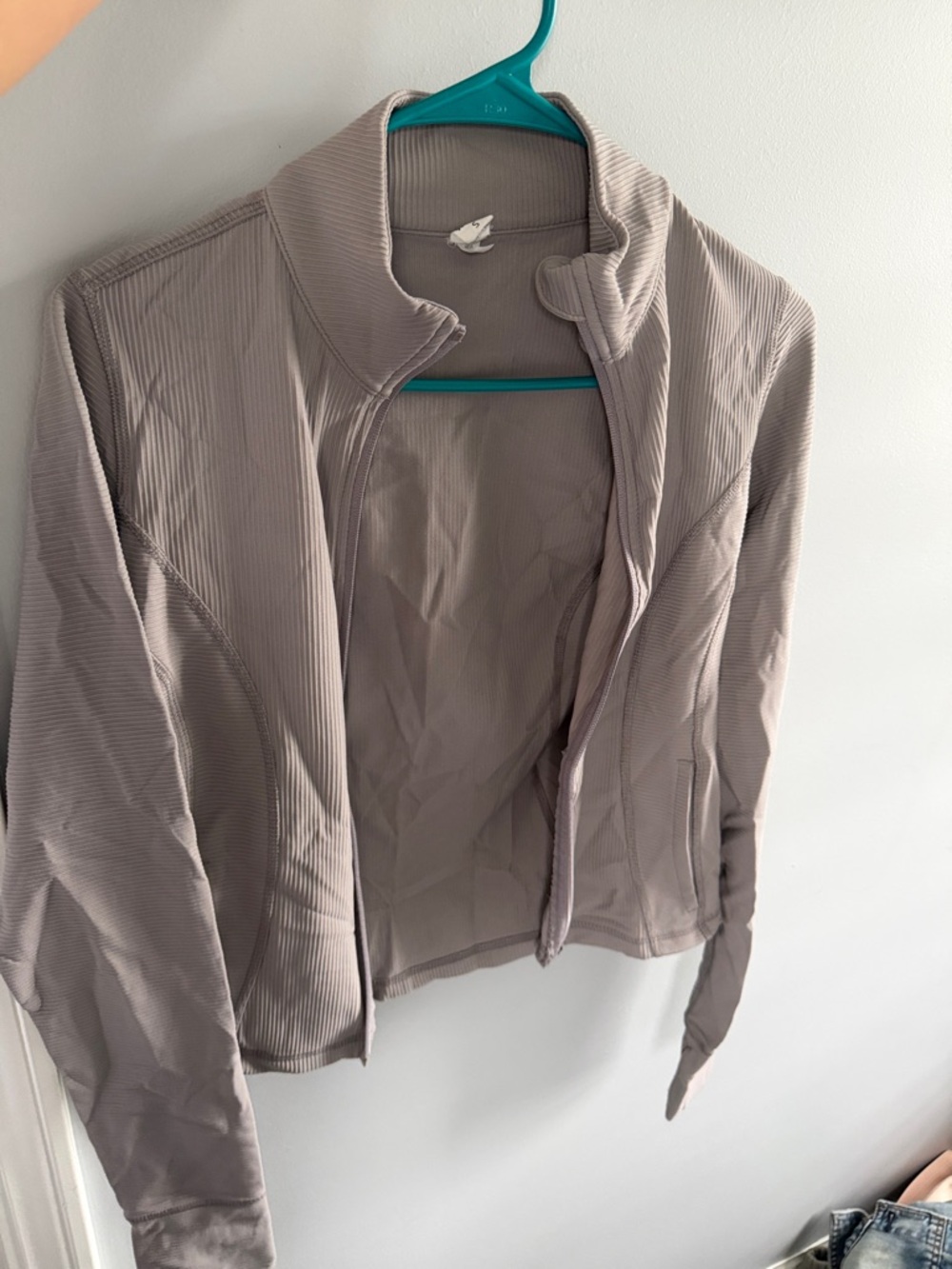 T.J.Maxx Light Gray Ribbed Zip-Front Jacket - Picture 2 of 4